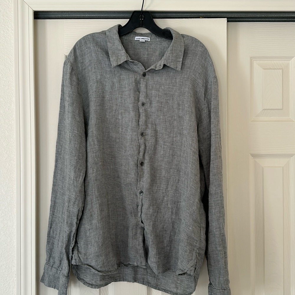 James Perse men's long sleeve linen shirt
